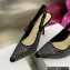 Dior Heel 9.5cm J'Adior Slingback Pumps in Cotton Embroidery with Thread and Strass Black 2022