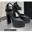 Versace Heel 15cm Platform 5.5cm Leather Pointy Pumps Black 2022