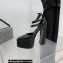Versace Heel 15cm Platform 5.5cm Leather Pointy Pumps Black 2022