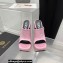 Versace Heel 16cm Platform 6.5cm Triplatform Mules Leather Pink 2022
