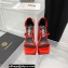 Versace Heel 16cm Platform 6.5cm Triplatform Satin Sandals Red 2022