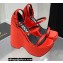 Versace Heel 16cm Platform 6.5cm Triplatform Satin Sandals Red 2022