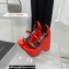 Versace Heel 16cm Platform 6.5cm Triplatform Satin Sandals Red 2022