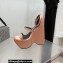 Versace Heel 16cm Platform 6.5cm Triplatform Satin Sandals Nude Pink 2022