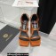 Versace Heel 16cm Platform 6.5cm Triplatform Satin Sandals Brown 2022