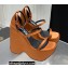Versace Heel 16cm Platform 6.5cm Triplatform Satin Sandals Brown 2022