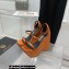 Versace Heel 16cm Platform 6.5cm Triplatform Satin Sandals Brown 2022