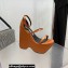 Versace Heel 16cm Platform 6.5cm Triplatform Satin Sandals Brown 2022