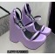 Versace Heel 16cm Platform 6.5cm Triplatform Satin Sandals Lilac 2022