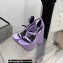 Versace Heel 16cm Platform 6.5cm Triplatform Satin Sandals Lilac 2022