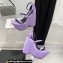 Versace Heel 16cm Platform 6.5cm Triplatform Satin Sandals Lilac 2022