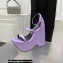 Versace Heel 16cm Platform 6.5cm Triplatform Satin Sandals Lilac 2022