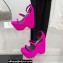 Versace Heel 16cm Platform 6.5cm Triplatform Satin Sandals Fuchsia 2022