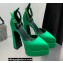 Versace Heel 15cm Platform 5.5cm Medusa Aevitas Satin Pointy Pumps Green 2022