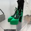 Versace Heel 15cm Platform 5.5cm Medusa Aevitas Satin Pointy Pumps Green 2022