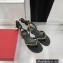 Valentino Rockstud No Limit Nappa Flat Thong Ankle Sandals Black 2022