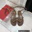 Valentino Rockstud No Limit Nappa Flat Thong Ankle Sandals Brown 2022