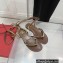 Valentino Rockstud No Limit Nappa Flat Thong Ankle Sandals Brown 2022