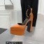 Versace Heel 15cm Platform 5.5cm Medusa Aevitas Satin Pointy Pumps Brown 2022