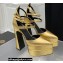 Versace Heel 15cm Platform 5.5cm Leather Pointy Pumps Gold 2022