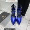 Versace Heel 15cm Platform 5.5cm Leather Pointy Pumps Blue 2022