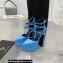 Versace Heel 15cm Platform 5.5cm Leather Pointy Pumps Sky Blue 2022