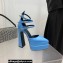 Versace Heel 15cm Platform 5.5cm Leather Pointy Pumps Sky Blue 2022
