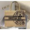 Dior Medium Book Tote Bag in Beige Jute Canvas Embroidered with Dior Union Motif 2022