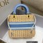 Lady Dior Medium Bag in Natural Wicker and Blue Dior Oblique Jacquard Blue 2022
