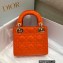 Lady Dior Mini Bag in Cannage Patent Orange 2022