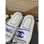 Chanel Logo Woven Slides Mules White/Blue 2022