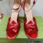 Gucci Heel 10.5cm Metallic Leather Sandals Red 2022