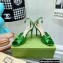 Gucci Heel 10.5cm Metallic Leather Sandals Green 2022