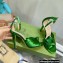 Gucci Heel 10.5cm Metallic Leather Sandals Green 2022