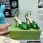 Gucci Heel 10.5cm Metallic Leather Sandals Green 2022