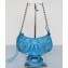 Balenciaga Le Cagole Mini Purse With Chain Crocodile Embossed With Rhinestones in Blue 2022