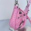 Balenciaga Le Cagole Mini Purse With Chain Crocodile Embossed in Pink 2022