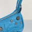 Balenciaga Le Cagole Mini Purse With Chain Crocodile Embossed With Rhinestones in Blue 2022