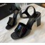 Chanel Heel 7.5cm Patent Leather Sandals Black 2022