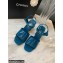 Chanel Heel 7.5cm Patent Leather Sandals Dark Blue 2022