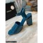 Chanel Heel 7.5cm Patent Leather Sandals Dark Blue 2022