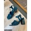 Chanel Heel 7.5cm Patent Leather Sandals Dark Blue 2022
