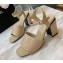 Chanel Heel 7.5cm Patent Leather Sandals Beige 2022