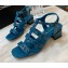 Chanel Heel 4.5cm Patent Leather Sandals Dark Blue 2022