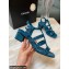 Chanel Heel 4.5cm Patent Leather Sandals Dark Blue 2022