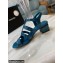 Chanel Heel 4.5cm Patent Leather Sandals Dark Blue 2022