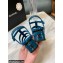 Chanel Heel 4.5cm Patent Leather Sandals Dark Blue 2022