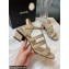 Chanel Heel 4.5cm Patent Leather Sandals Beige 2022
