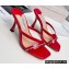 Jimmy Choo Heel 8.5cm Maelie PVC and Leather Thong Mules Red 2022