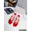 Jimmy Choo Heel 8.5cm Maelie PVC and Leather Thong Mules Red 2022